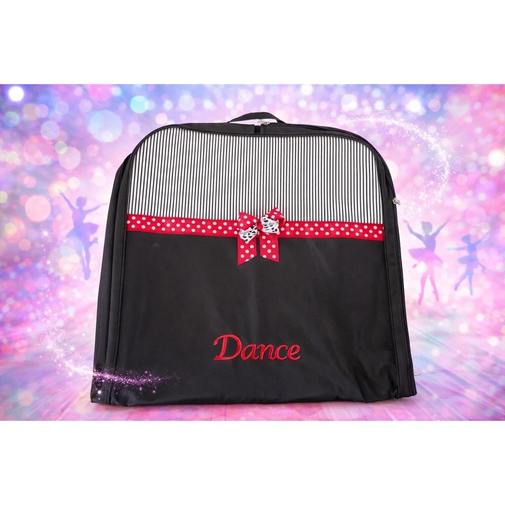 Dance Garment‎ Bag Costume Carrier Black White Stripe Red Polka Dot Bow Travel